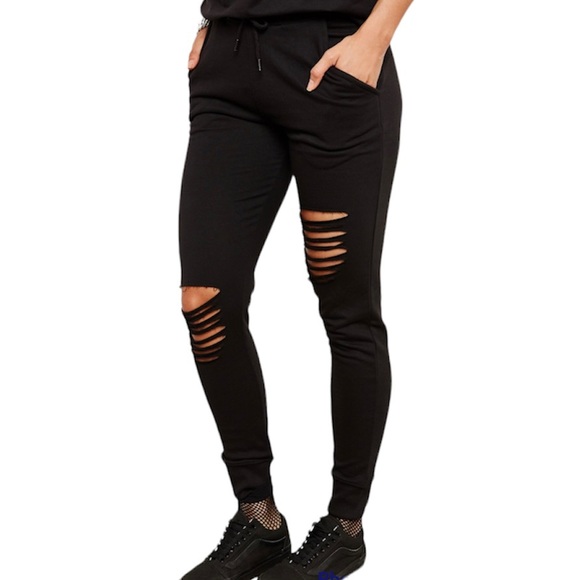 NWT Missguided Plus Size Ripped Front Joggers - Picture 2 of 9